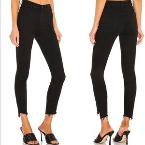 MOTHER Dark Gray/Black Stunner Zip Ankle Step Fray Denim Skinny Jeans Size 25
